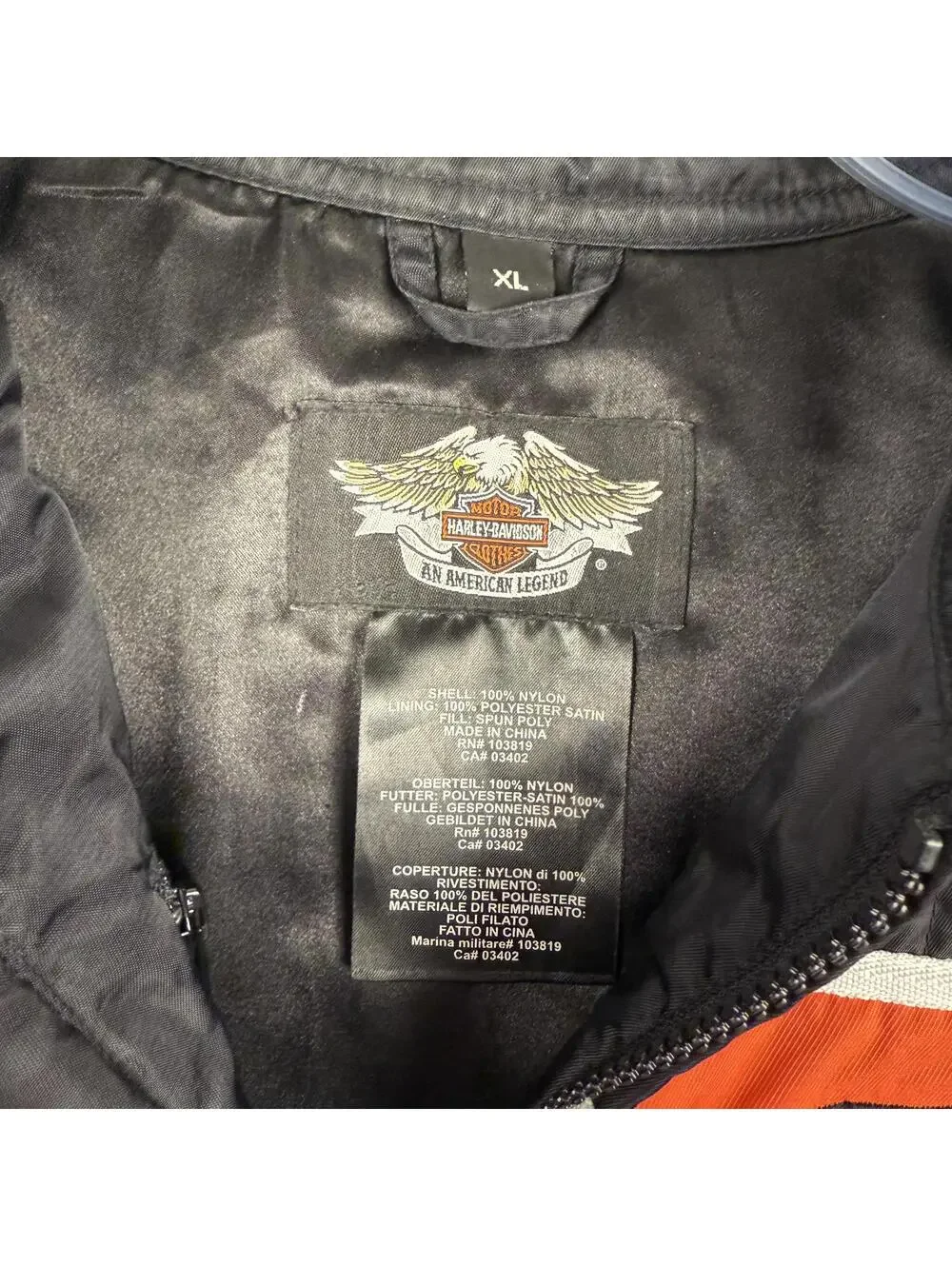 Harley Davidson Racing Women’s Full Zip Jacket Black White Orange Size XL 642